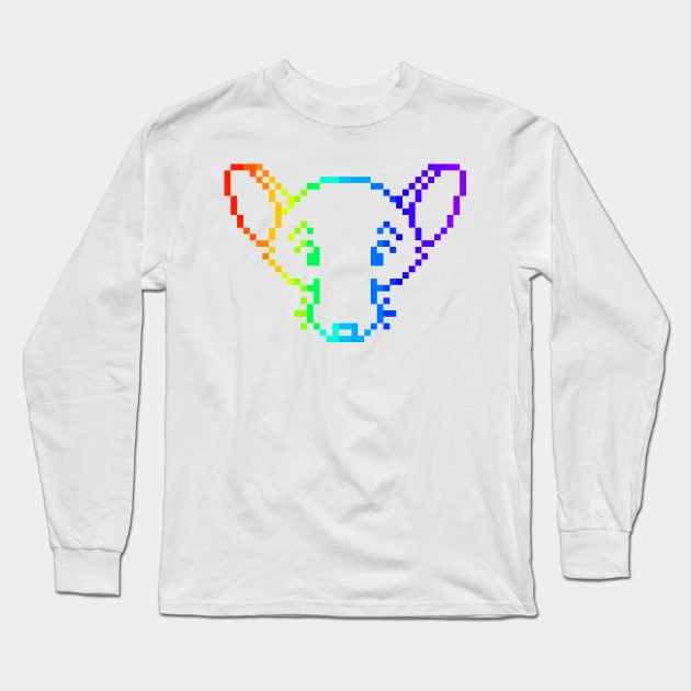 Pixelated Rad Rat (Rainbow Version) Long Sleeve T-Shirt by Rad Rat Studios